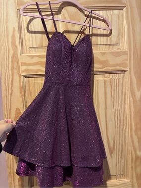 City Studio Sparkle Fit-and-Flare Mini Dress - Purple